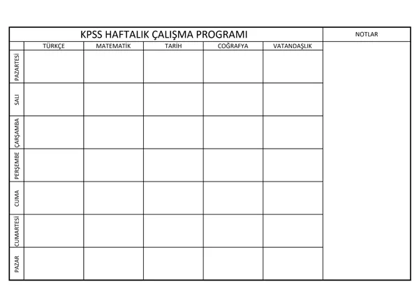 Statik Kağıt Kpss Çalışma Programı