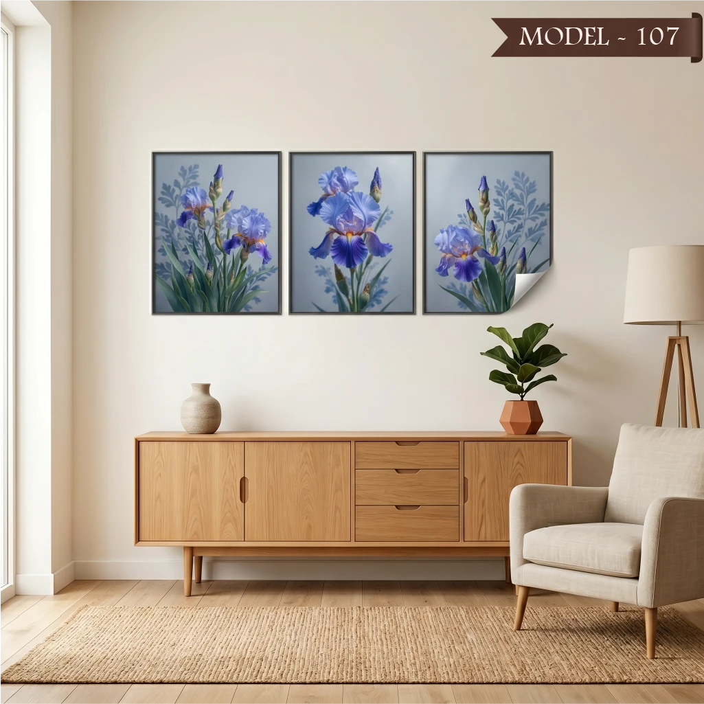 Statik Tutunma Özellikli Tablo - Poster Çiçek (Model- 107)