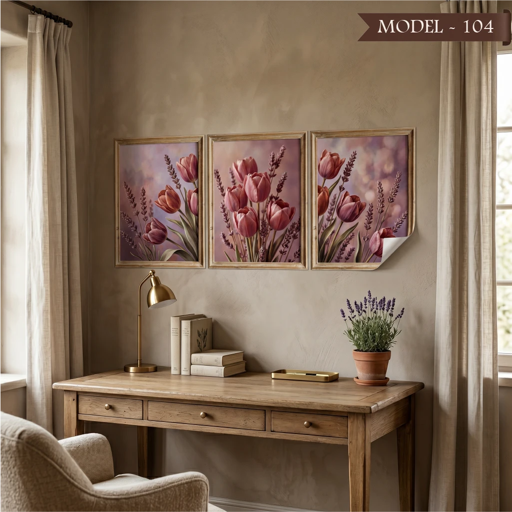 Statik Tutunma Özellikli Tablo - Poster Çiçek (Model- 104)