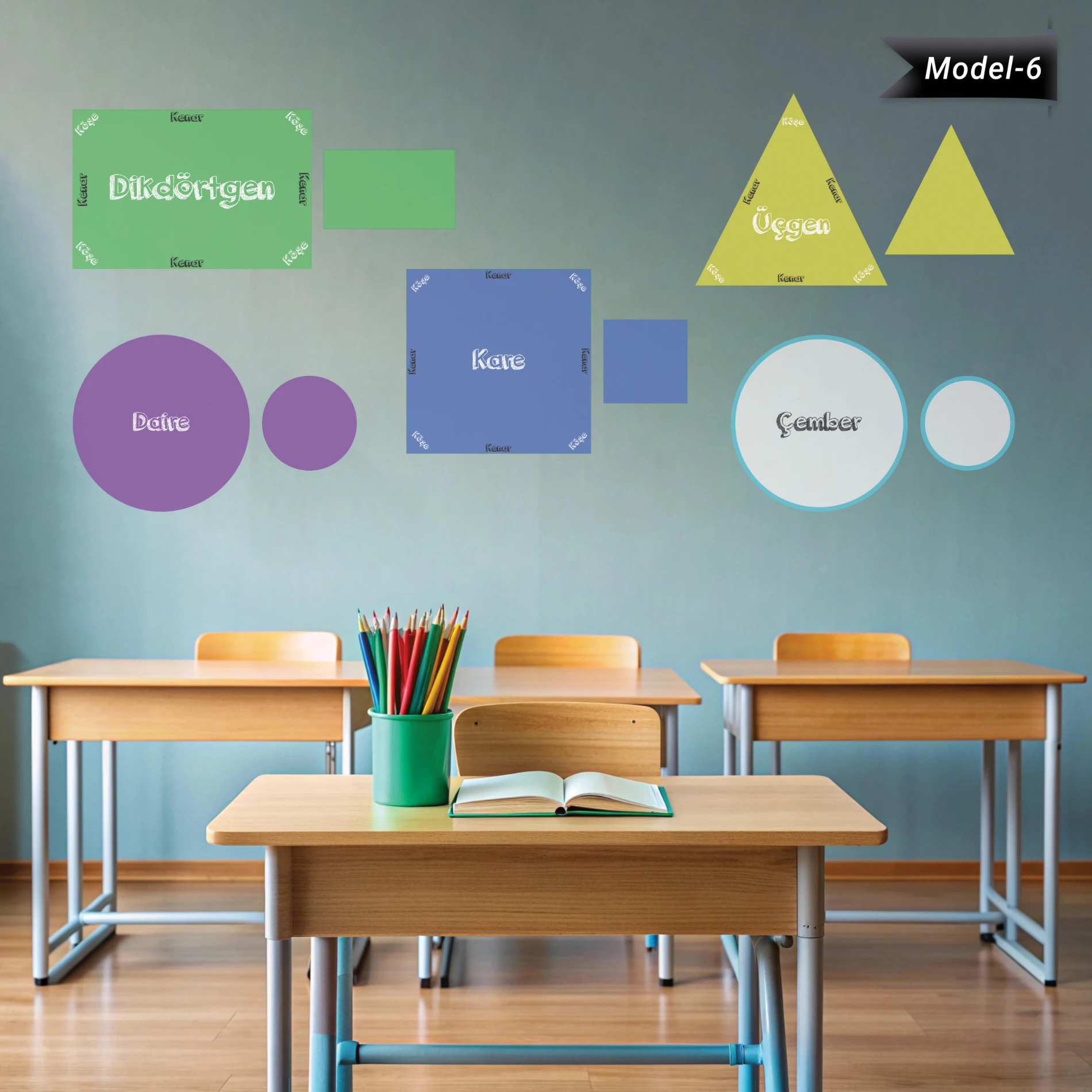 Çocuk Geometrik Şekiller Sticker (Model-6)