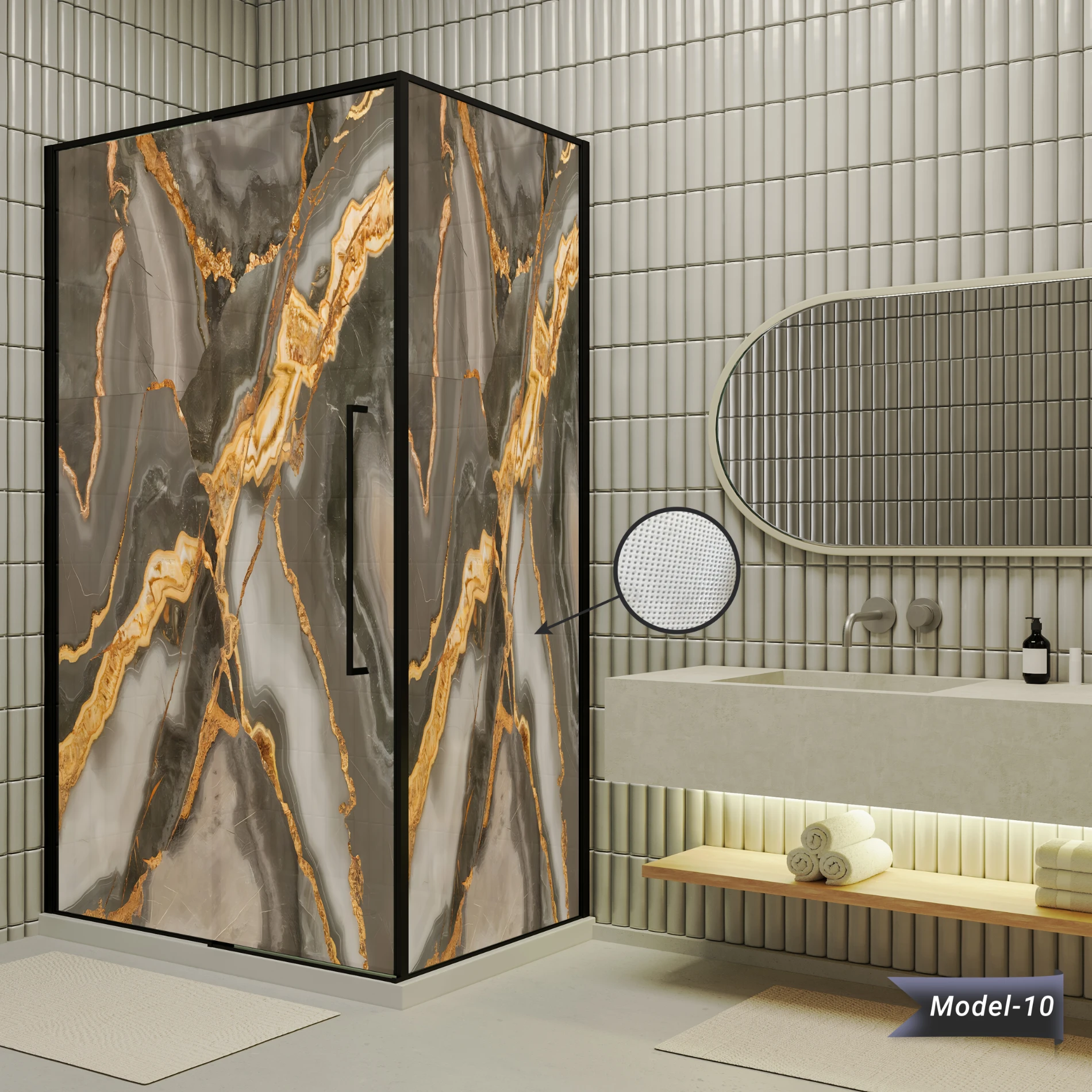 Yapışkanlı Duşakabin Kaplama (Model- 10)
