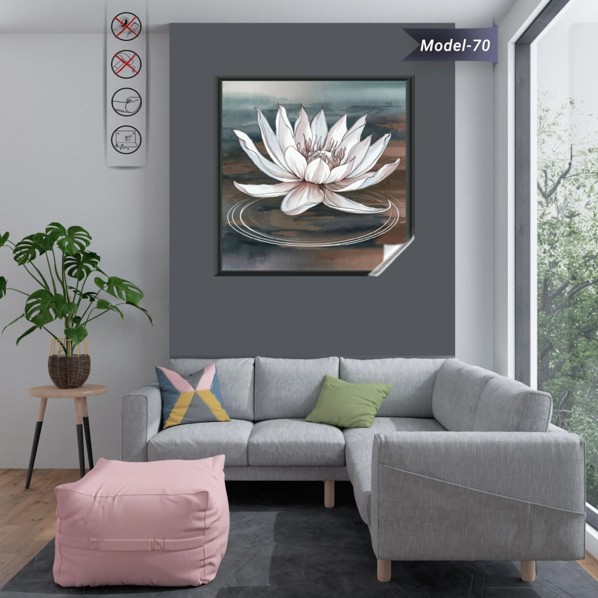 Statik Tutunma Özellikli Tablo - Poster Modern (Model-18)