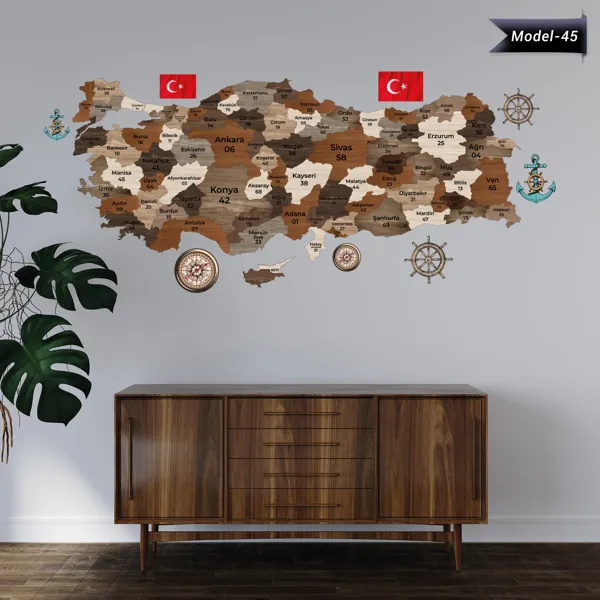 Ev Dekorasyon Türkiye Haritası Puzzle Sticker (Model-45)