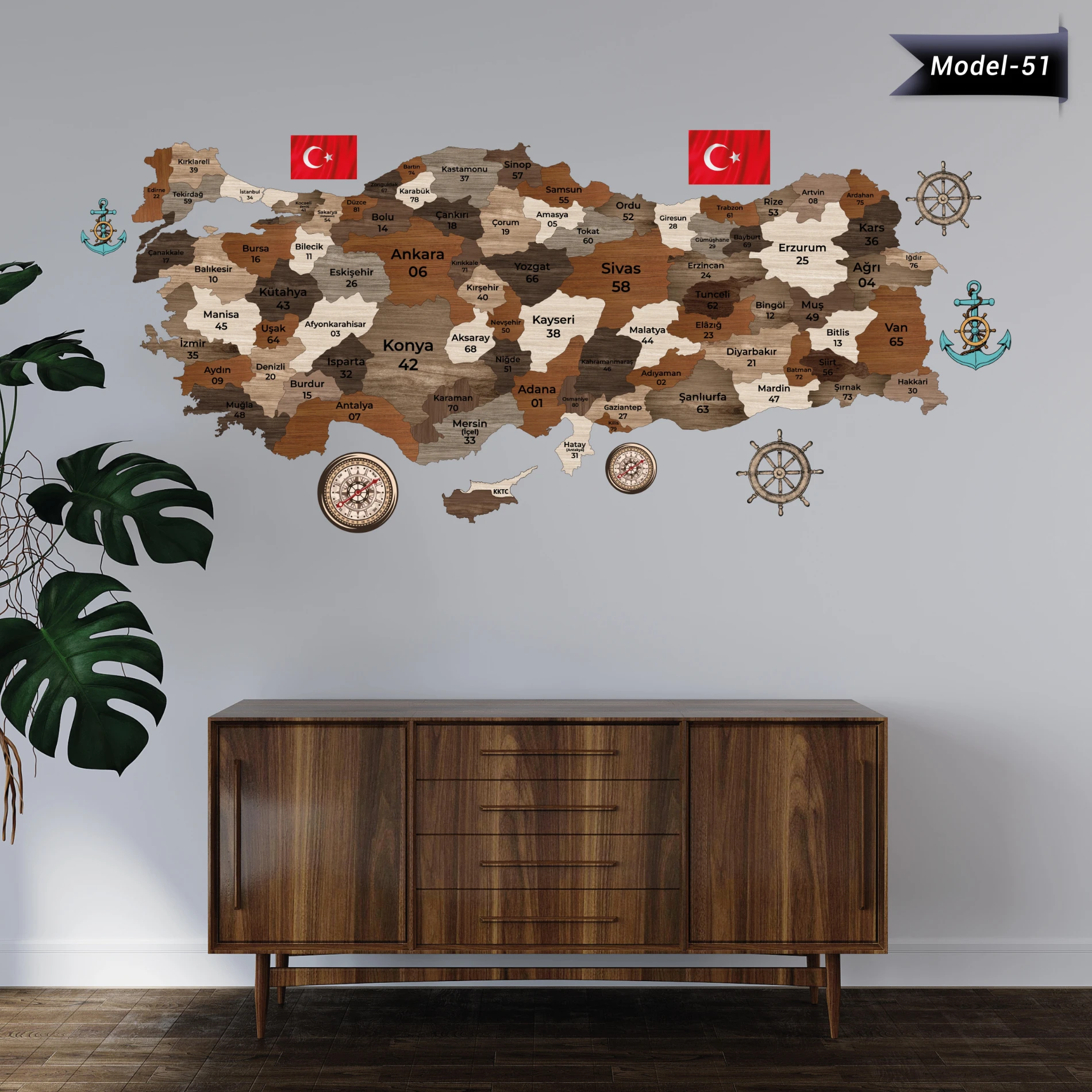 Ev Dekorasyon Türkiye Haritası Sticker (Model-51)