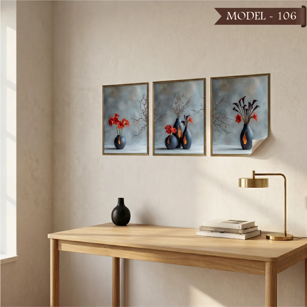 Statik Tutunma Özellikli Tablo - Poster Çiçek (Model- 106)