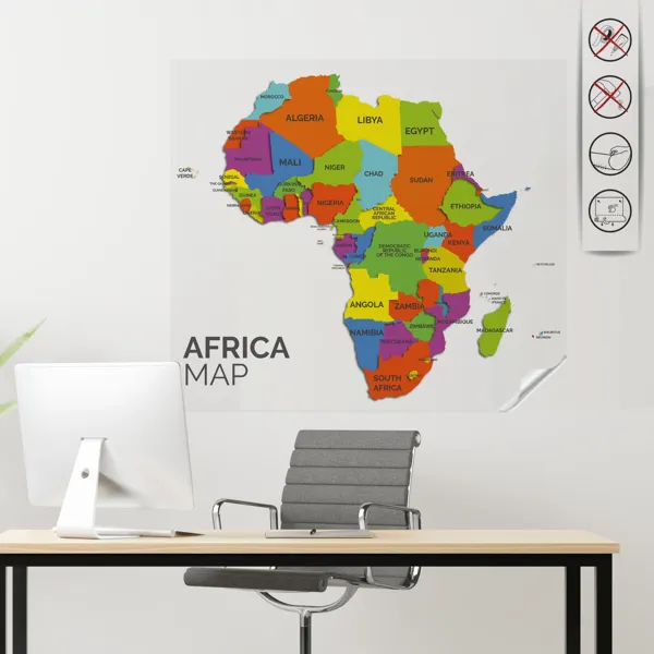 Statik Kağıt Renkli Afrika Haritası