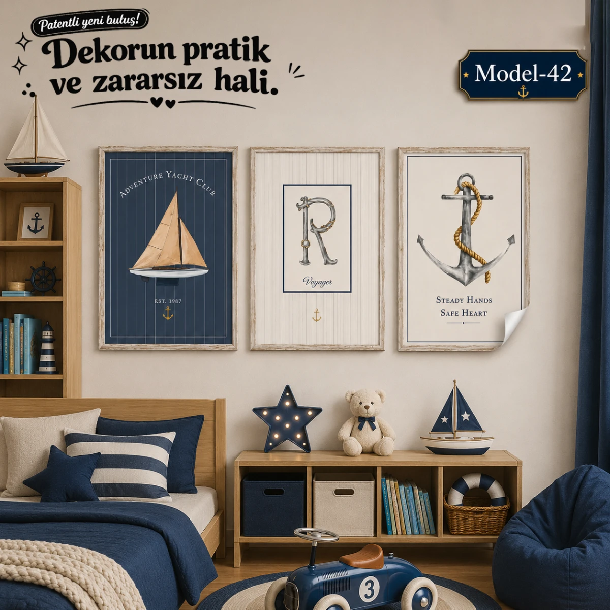 Statik Tutunma Özellikli Tablo - Poster Çocuk Odası (Model-42)
