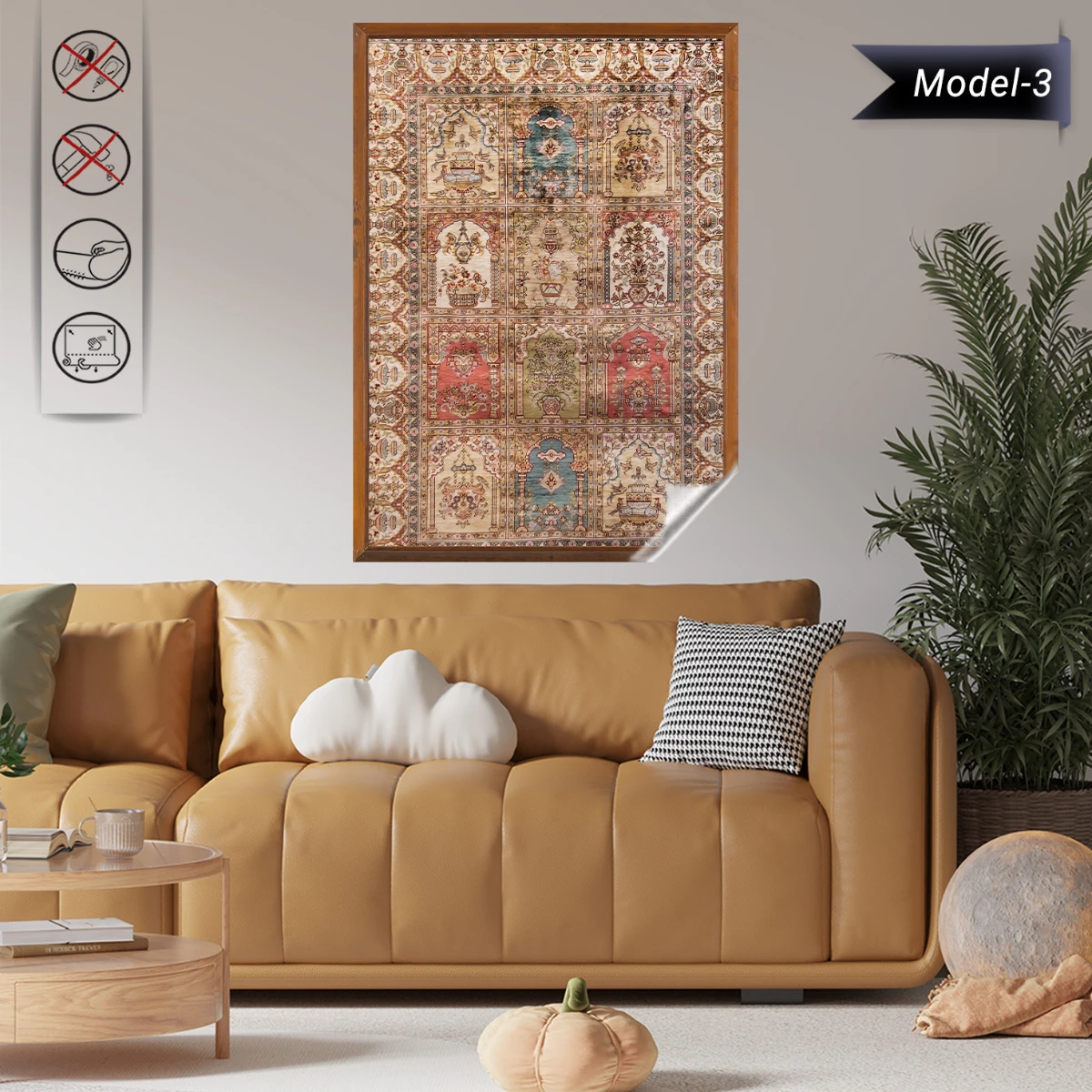 Statik Tutunma Özellikli Tablo - Poster Halı Desen (Model- 3)