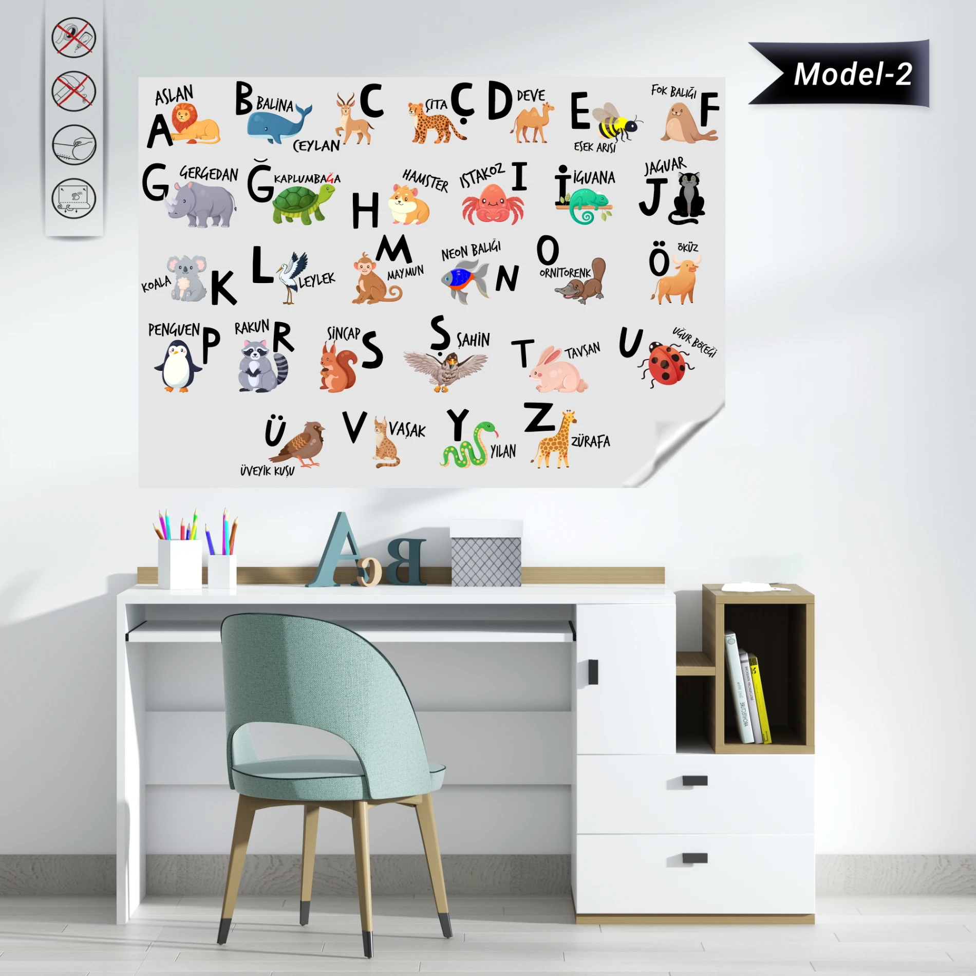 Statik Kağıt Türkçe Alfabe (Model-2)