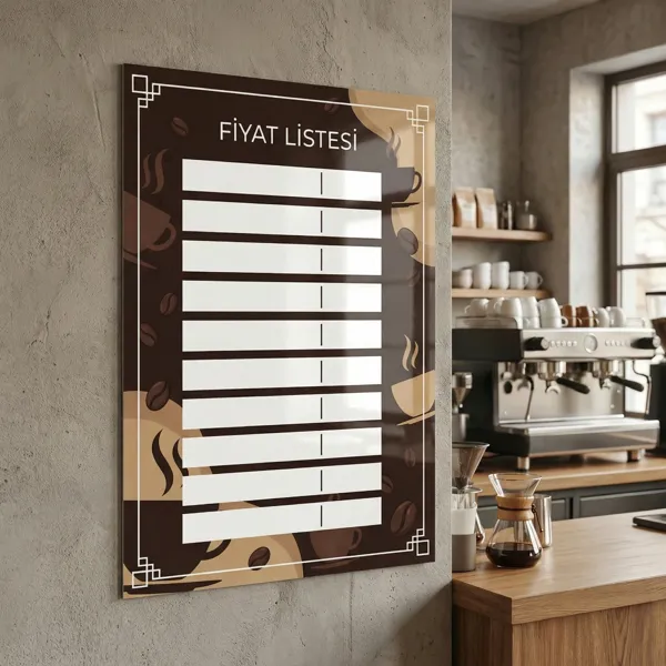 Yapışkanlı Cafe Fiyat Listesi (Model- 23)