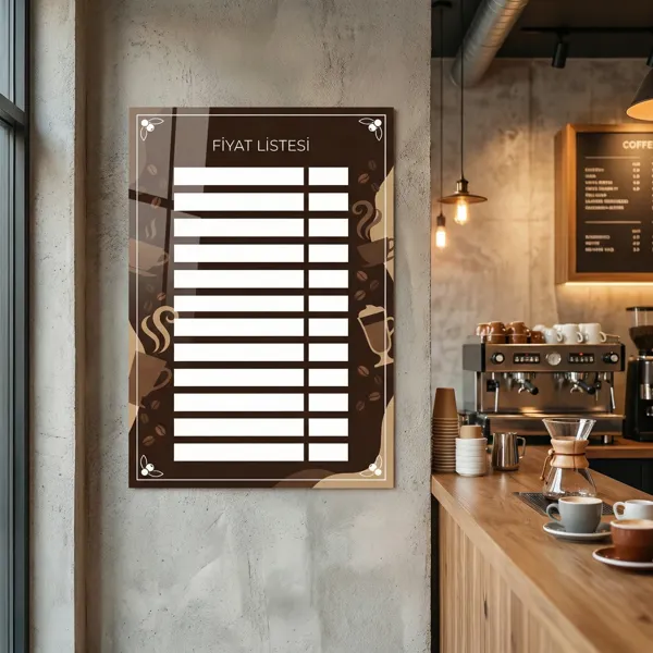 Yapışkanlı Cafe Fiyat Listesi (Model- 24)