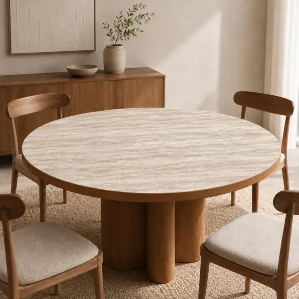 Yapışkanlı Desenli Yuvarlak Masa - Sehpa Kaplama (Model- 9)